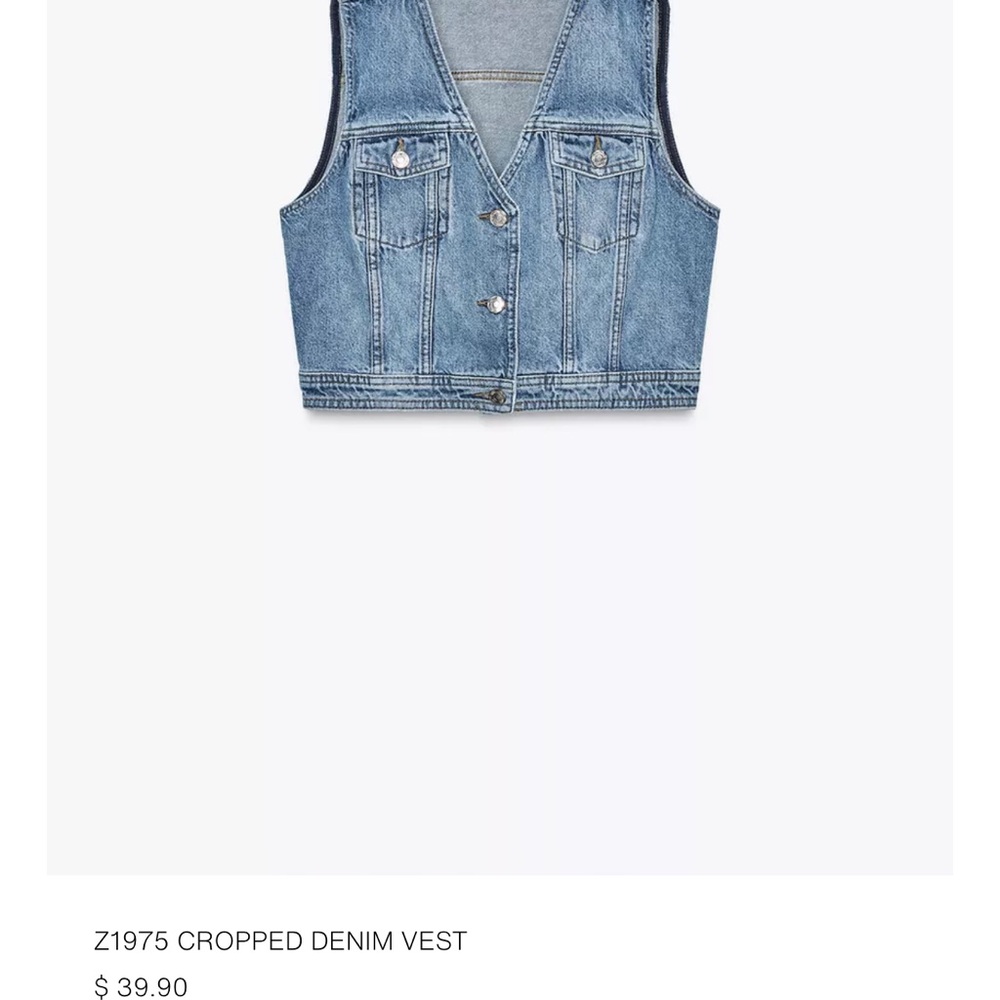 Z1975 Zara Cropped Denim Vest NWT S
